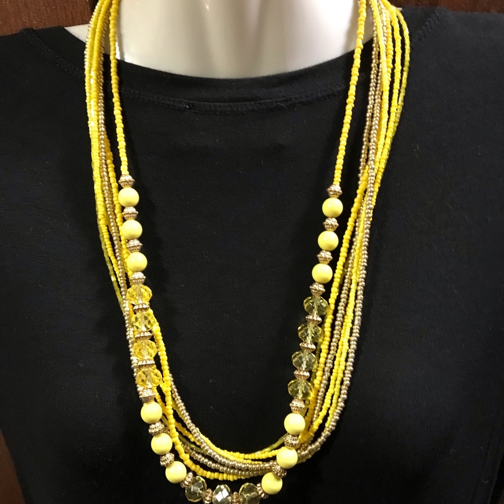 Sunshine Yellow Summer Fun Multistrand Necklace